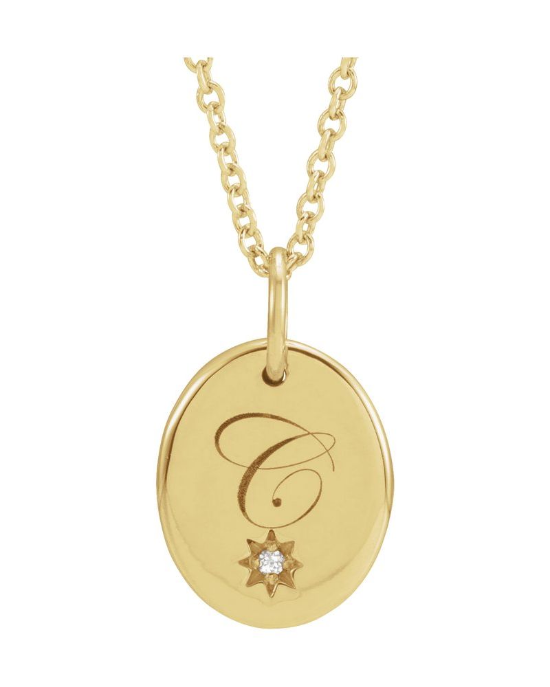Colar para Gravação Cravejado em Ouro 14k com Diamantes Naturais – Modelo 7
