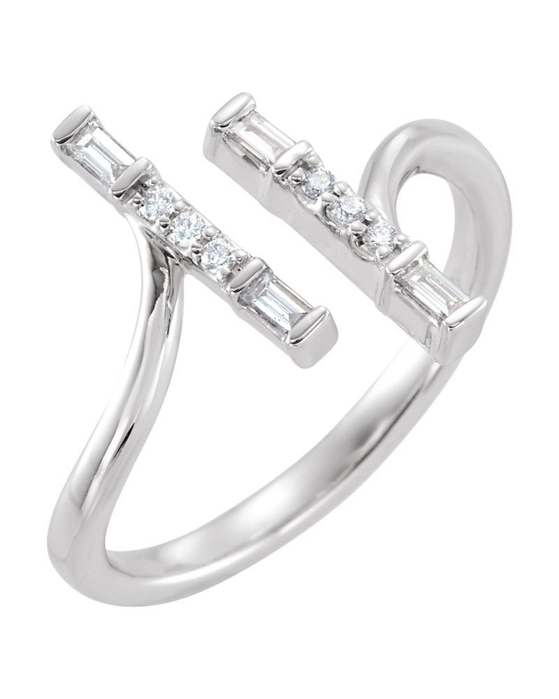 Anel Duplo Barra em Ouro 14k com Diamantes Naturais