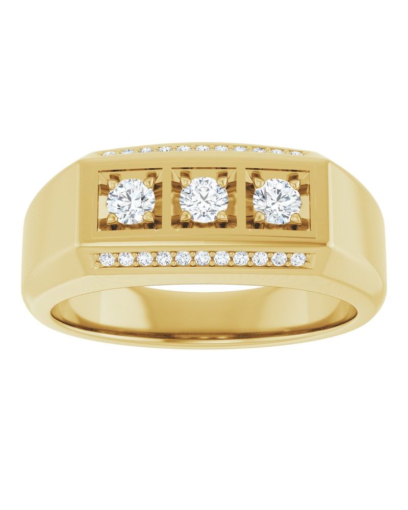 Anel Três Pedras em Ouro 14k com Diamantes Naturais – Modelo 6
