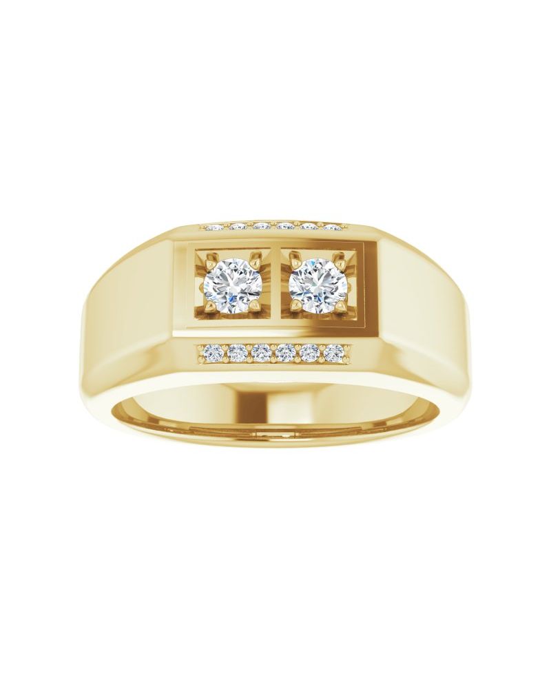 Anel Duas Pedras em Ouro 14k com Diamantes Naturais – Modelo 6