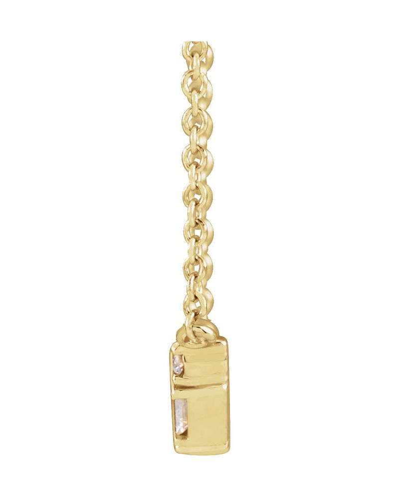 Colar Baguete Barra Cravejado em Ouro 14k com Diamantes Naturais