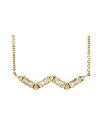 Colar Baguete Barra Cravejado em Ouro 14k com Diamantes Naturais