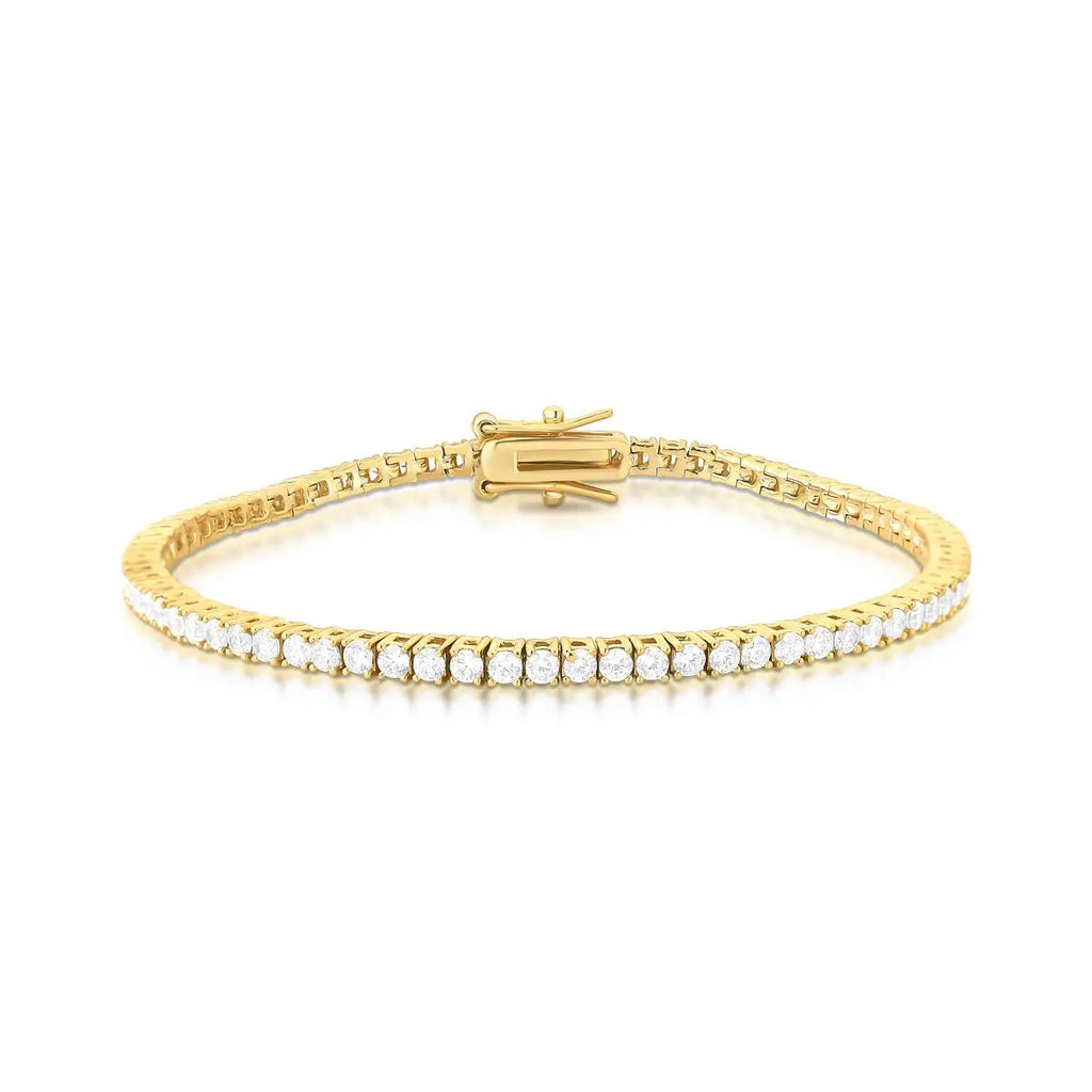 Pulseira Riviera Folheada a Ouro com Zircônias Redondas