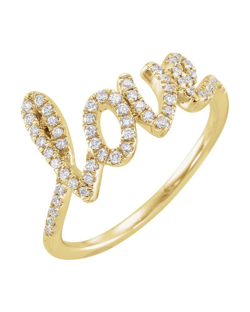 Anel Amor em Ouro 14k com Diamantes Naturais – Modelo 2