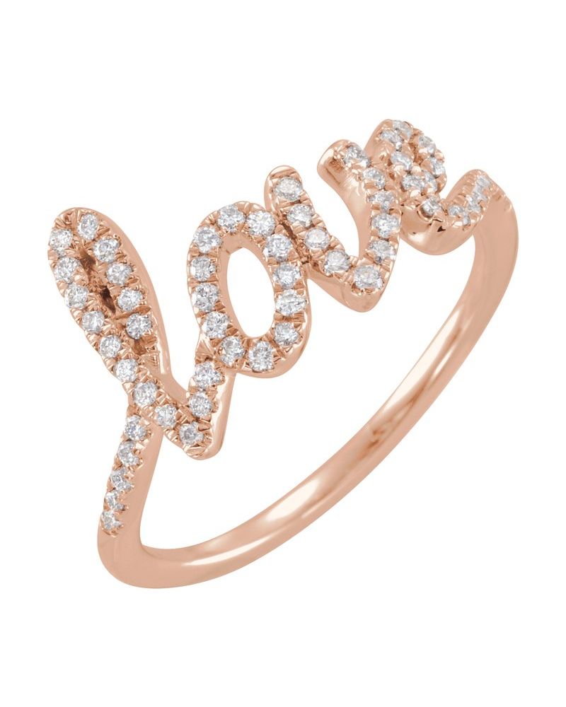Anel Amor em Ouro 14k com Diamantes Naturais – Modelo 2