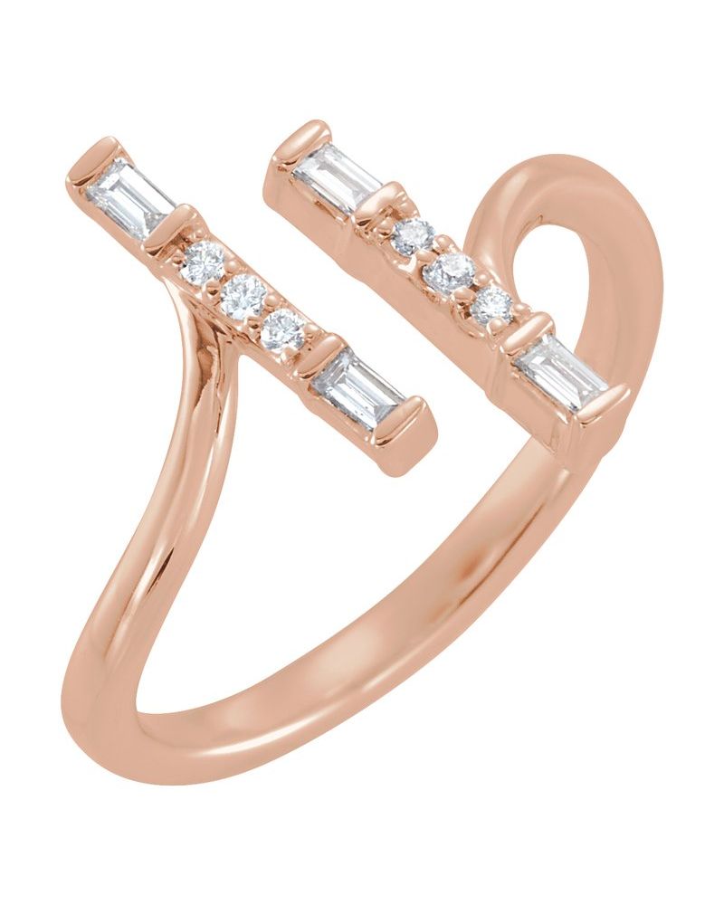 Anel Duplo Barra em Ouro 14k com Diamantes Naturais