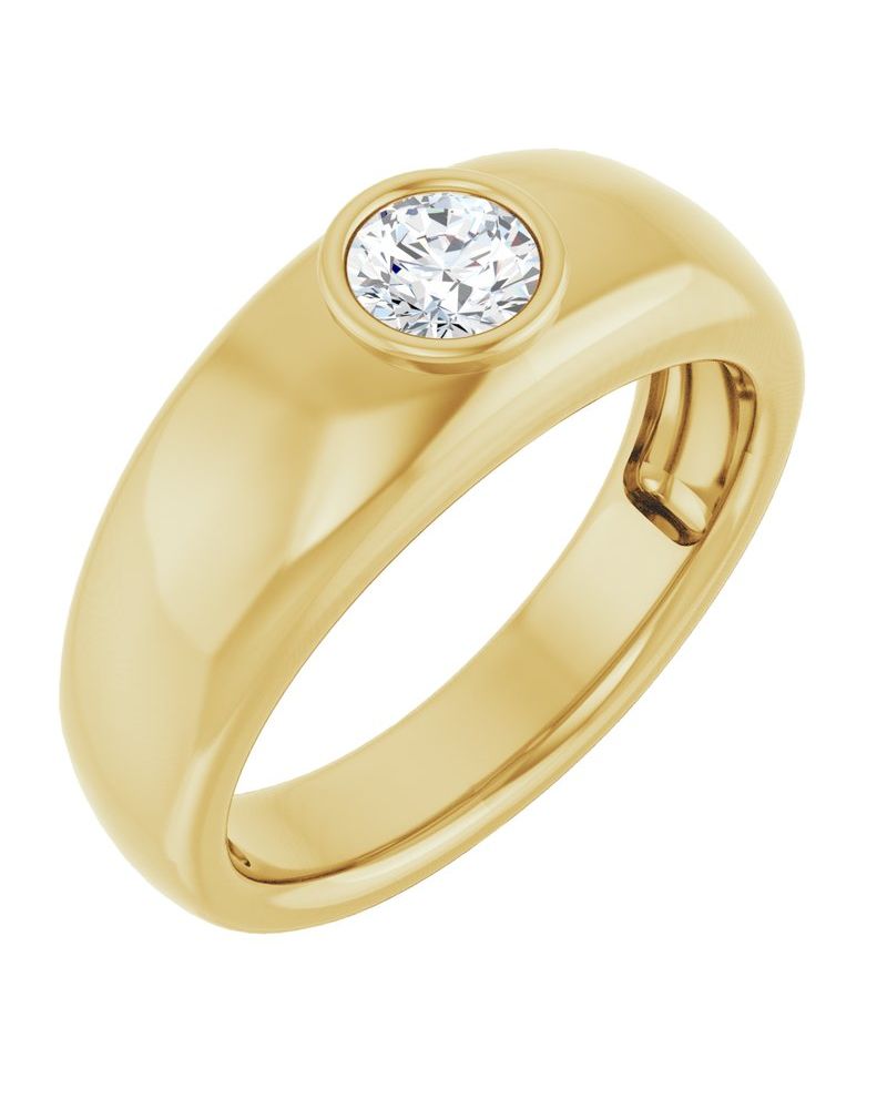 Anel Solitário com Cravação Bezel em Ouro 14k com Diamantes Naturais – Modelo 2