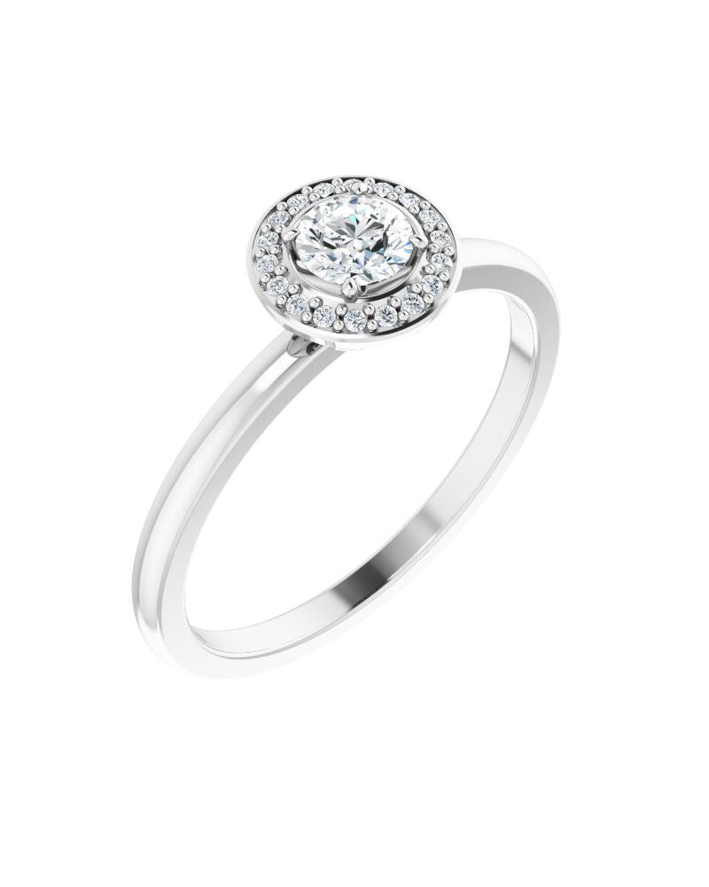 Anel Halo em Ouro 14k com Diamantes Naturais – Modelo 6