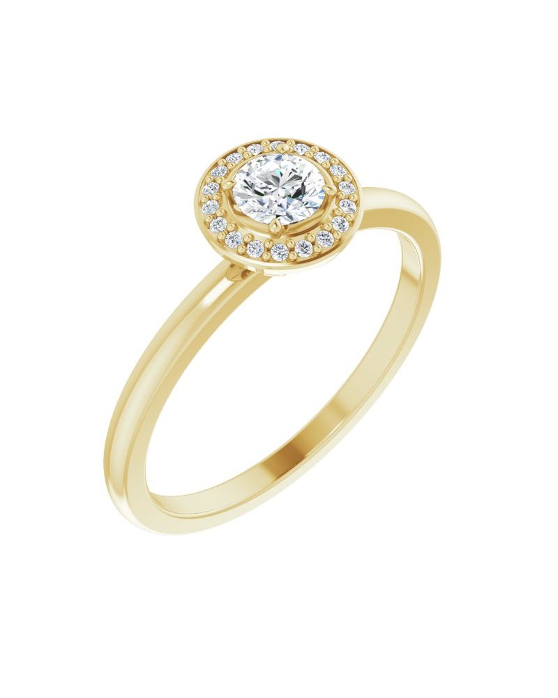 Anel Halo em Ouro 14k com Diamantes Naturais – Modelo 6