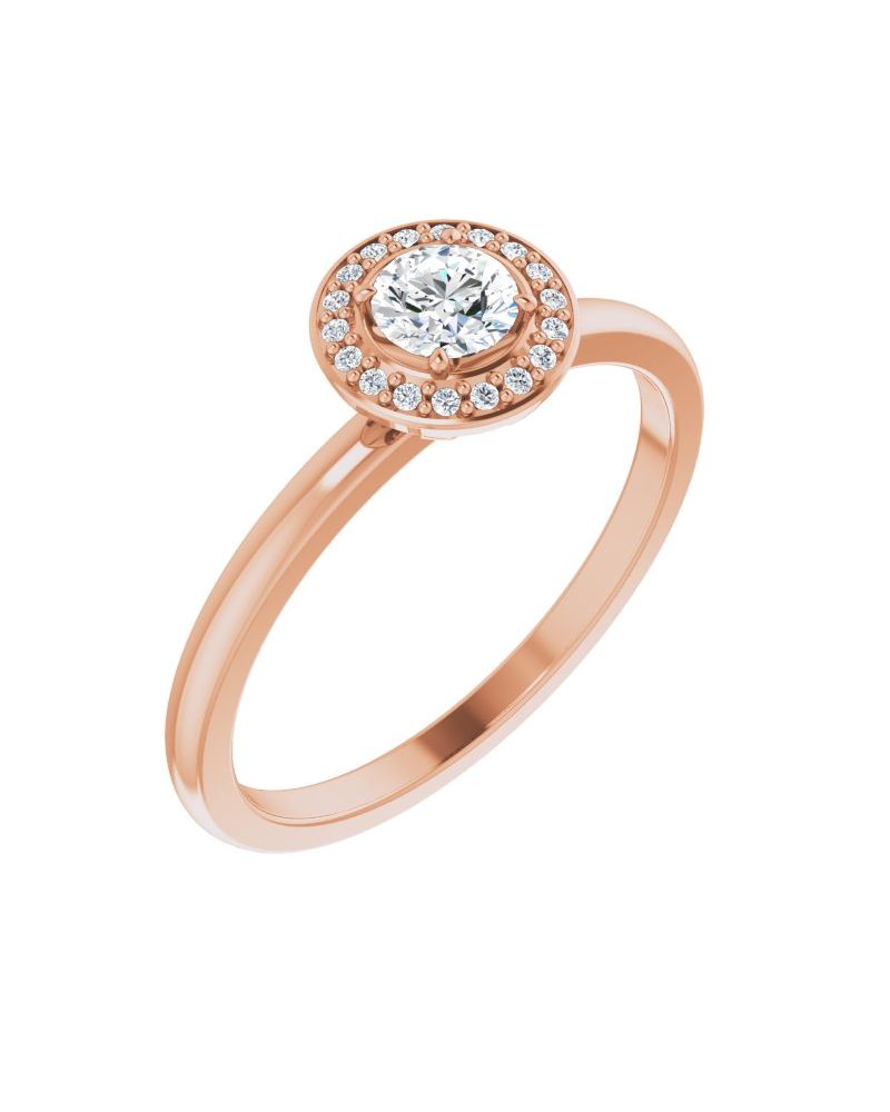 Anel Halo em Ouro 14k com Diamantes Naturais – Modelo 6