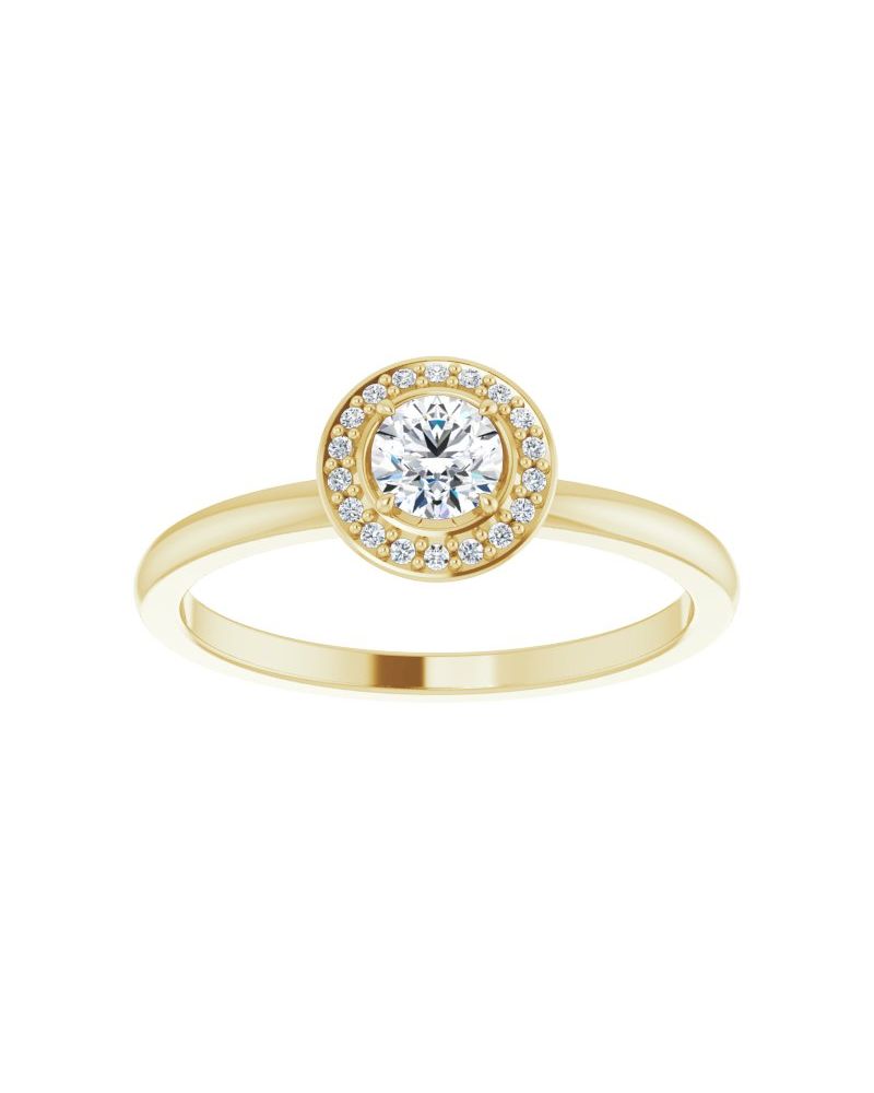 Anel Halo em Ouro 14k com Diamantes Naturais – Modelo 6