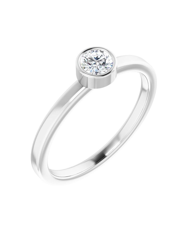 Anel Solitário com Cravação Bezel em Ouro 14k com Diamantes Naturais – Modelo 5