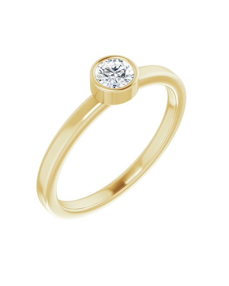 Anel Solitário com Cravação Bezel em Ouro 14k com Diamantes Naturais – Modelo 5