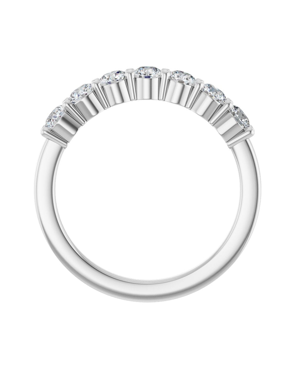 Anel Sete Diamantes Naturais em Ouro 14k – Branco 14k