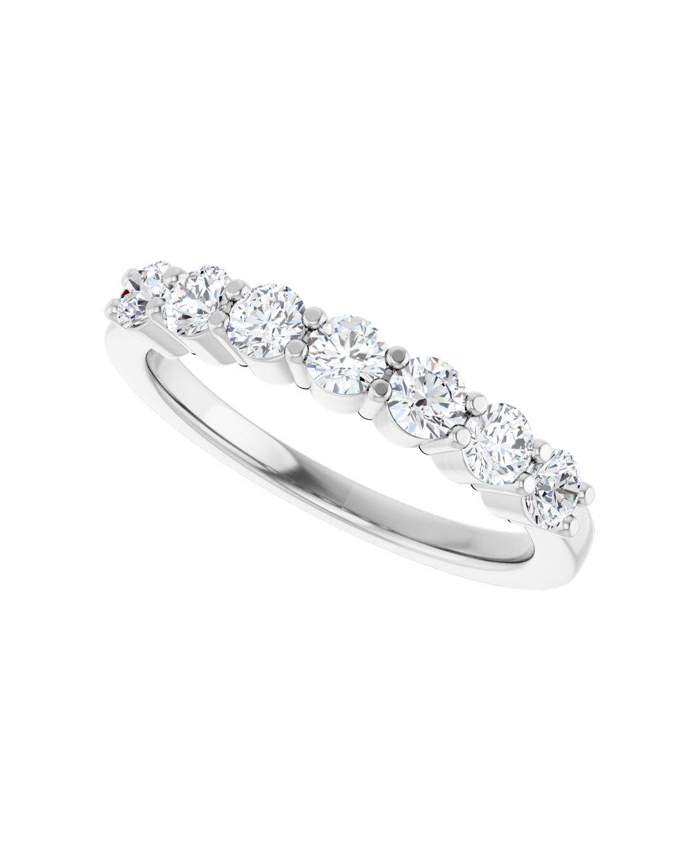 Anel Sete Diamantes Naturais em Ouro 14k – Branco 14k