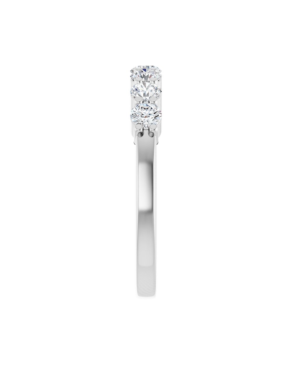 Anel Sete Diamantes Naturais em Ouro 14k – Branco 14k