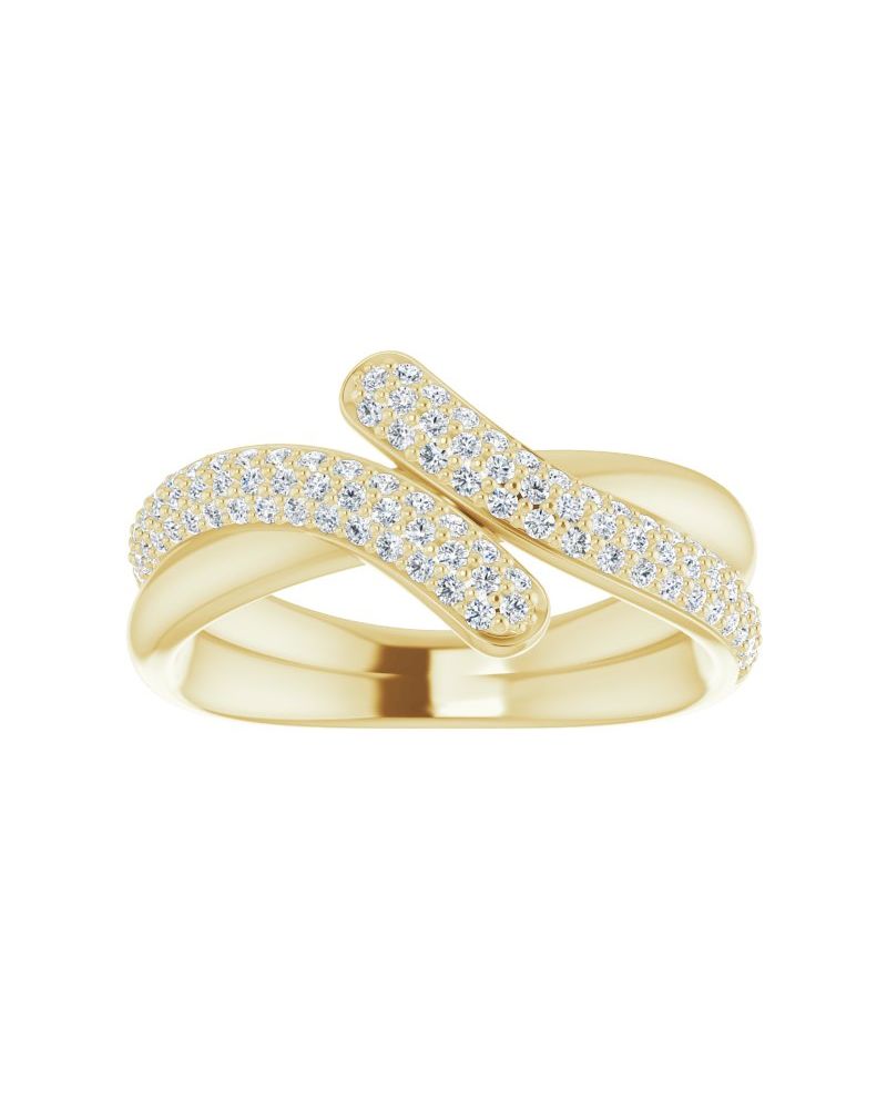 Anel Bypass Pavê em Ouro 14k com Diamantes Naturais – Modelo 2