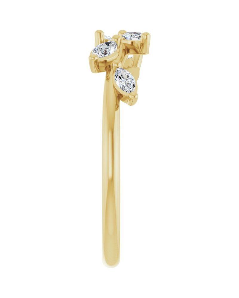 Anel Folha em Ouro 14k com Diamantes de Laboratório
