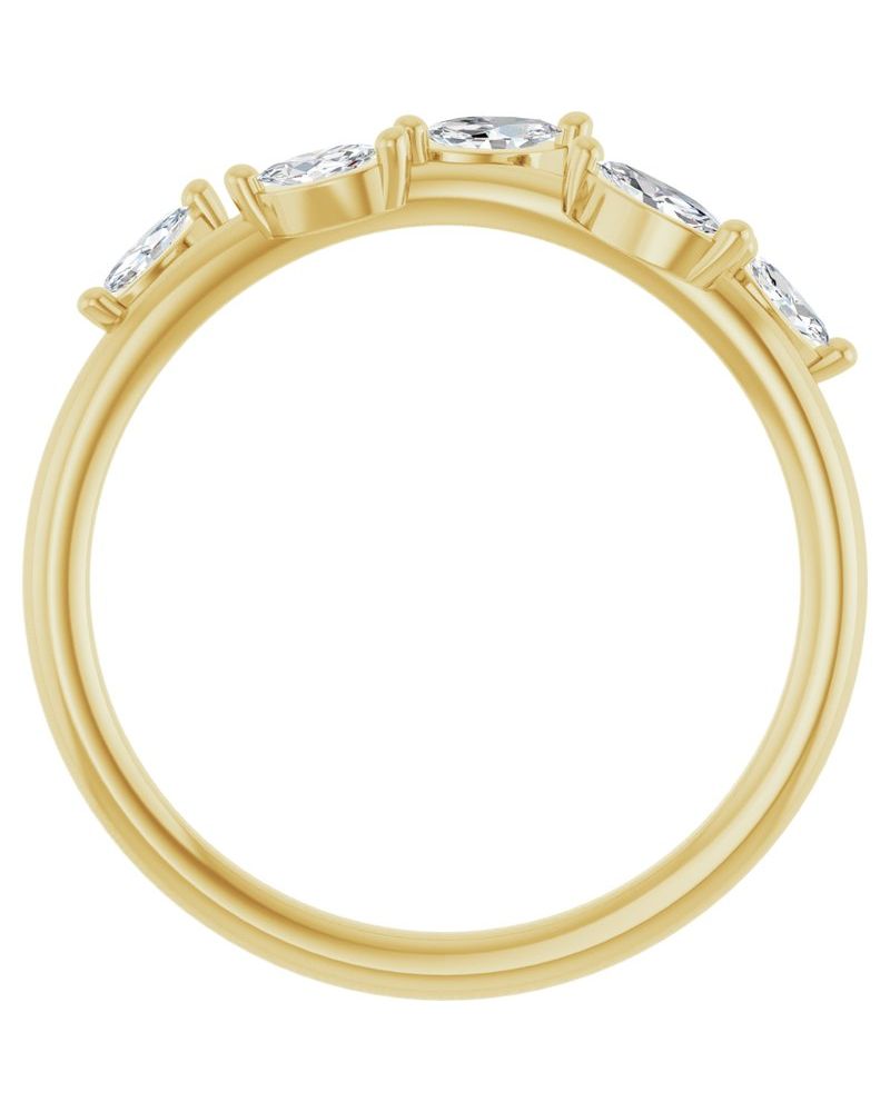 Anel Folha em Ouro 14k com Diamantes de Laboratório