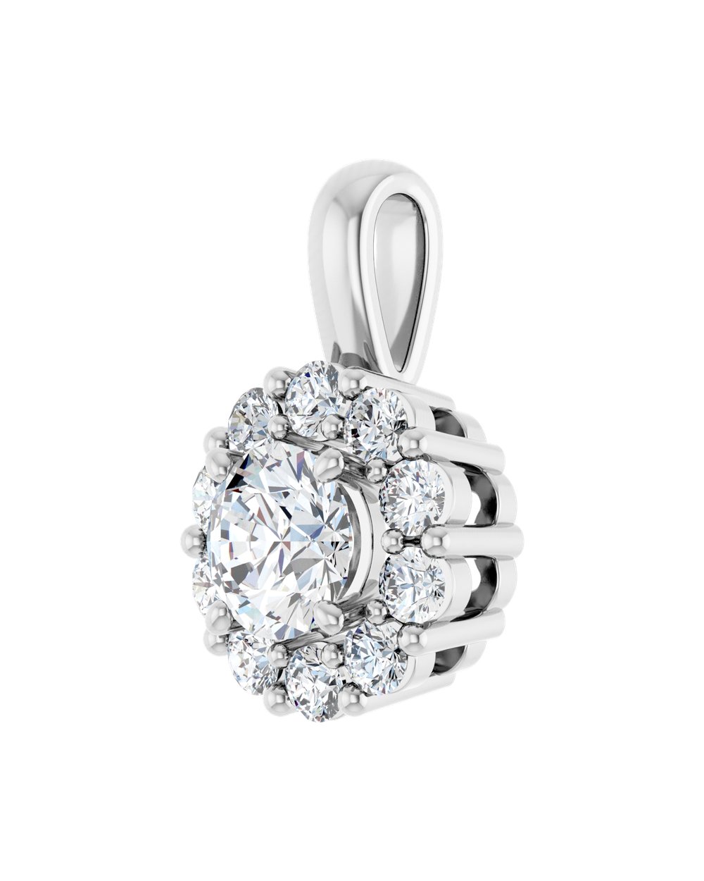 Pingente Halo em Ouro 14k com Diamantes de Laboratório
