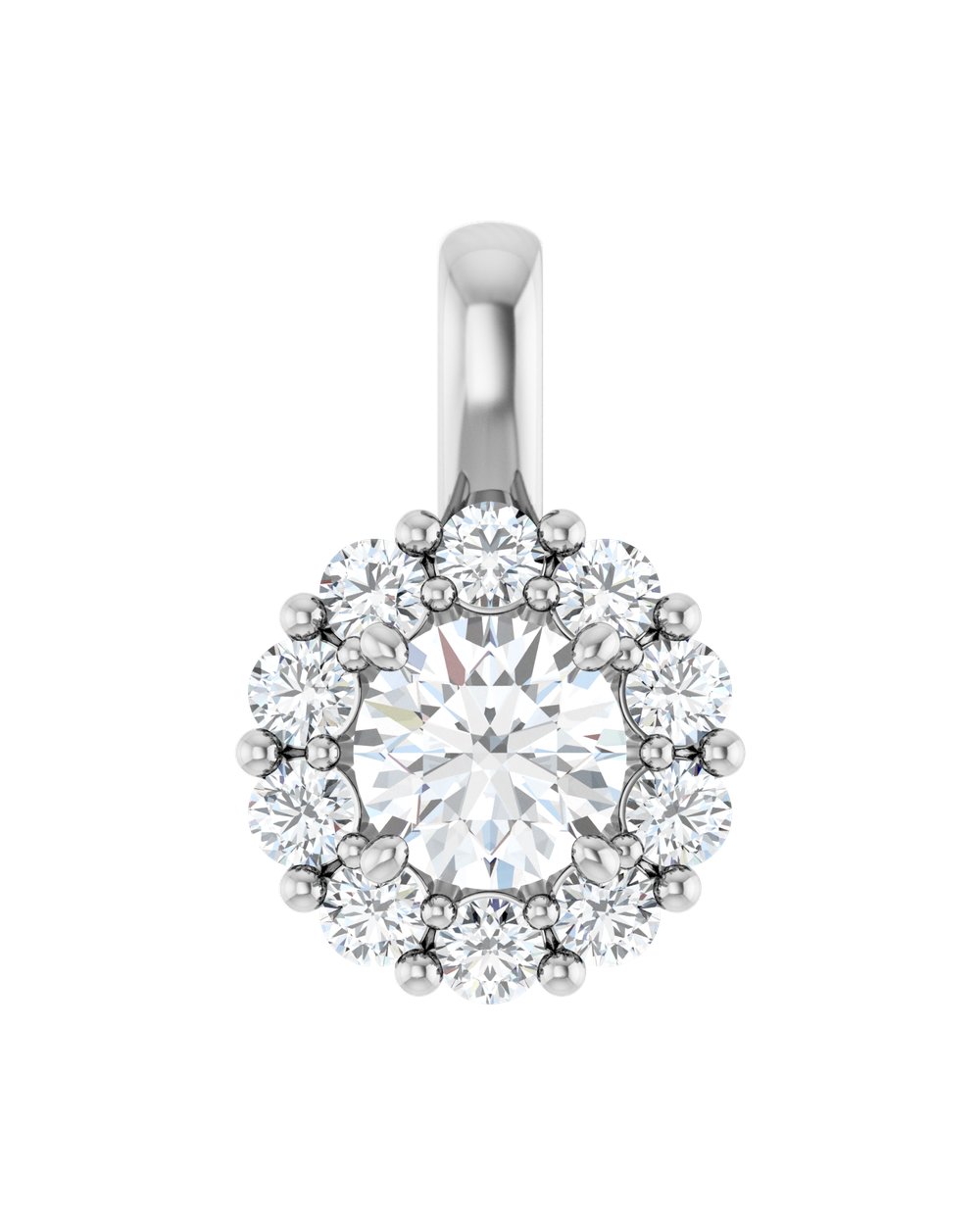 Pingente Halo em Ouro 14k com Diamantes de Laboratório