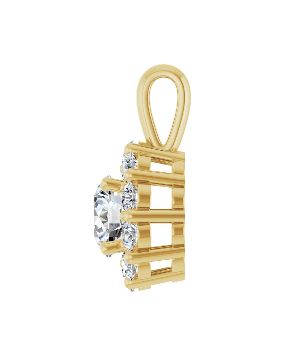 Pingente Halo em Ouro 14k com Diamantes de Laboratório