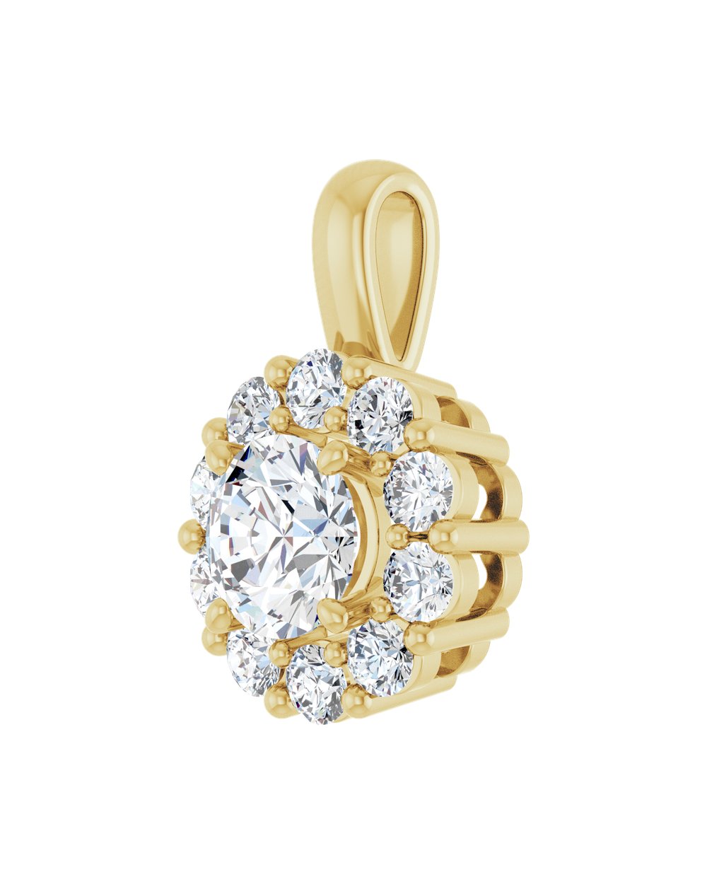 Pingente Halo em Ouro 14k com Diamantes de Laboratório