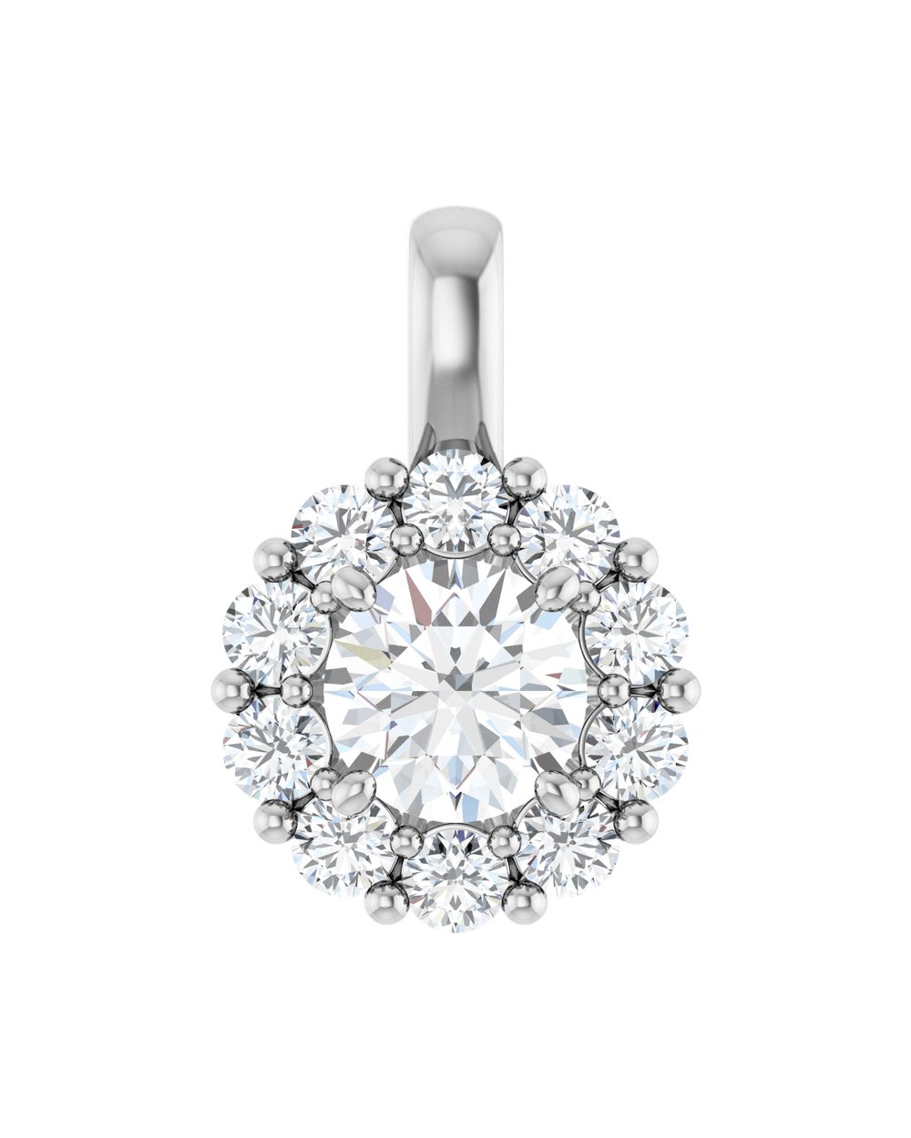 Pingente Halo em Ouro 14k com Diamantes de Laboratório