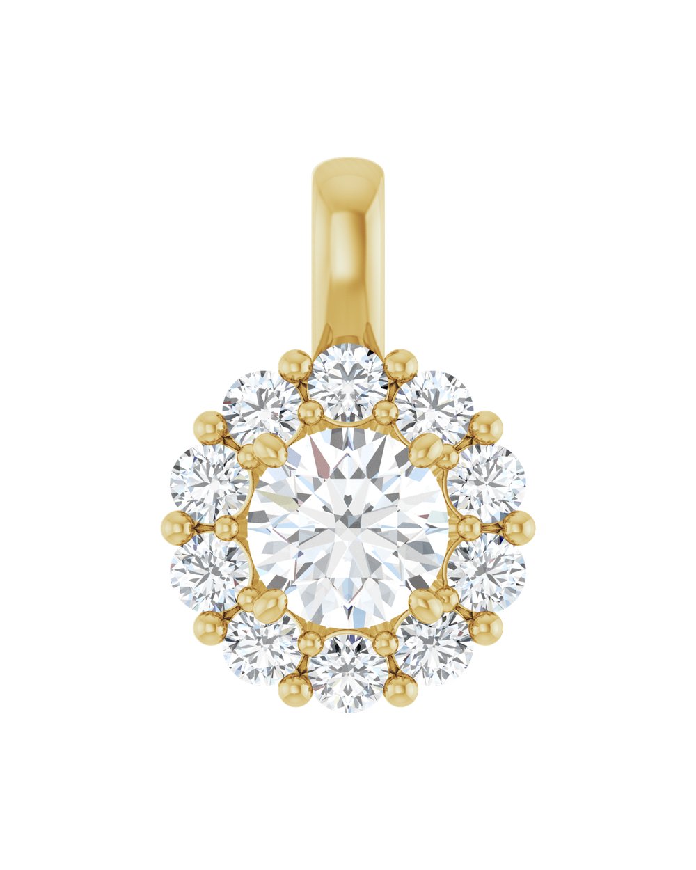 Pingente Halo em Ouro 14k com Diamantes de Laboratório