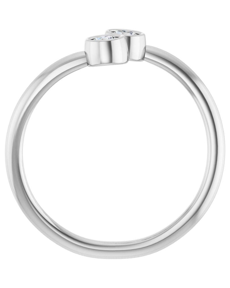 Anel Duas Pedras em Ouro 14k com Diamantes Naturais