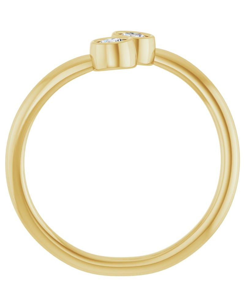 Anel Duas Pedras em Ouro 14k com Diamantes Naturais