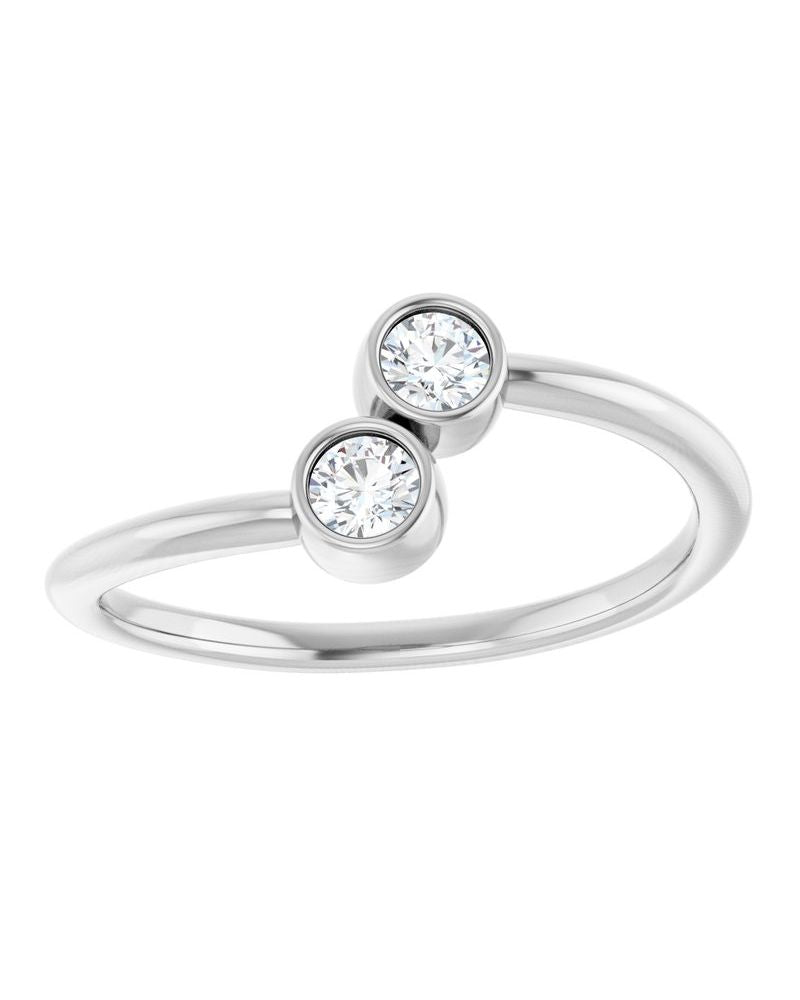 Anel Duas Pedras em Ouro 14k com Diamantes Naturais