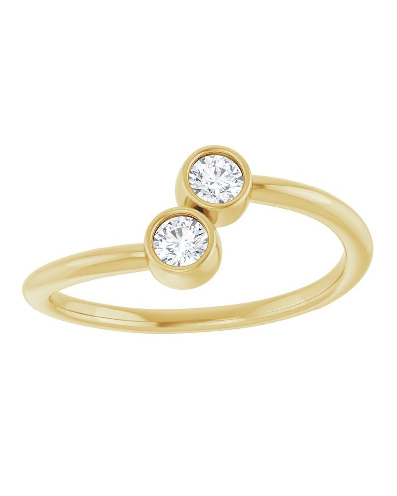 Anel Duas Pedras em Ouro 14k com Diamantes Naturais