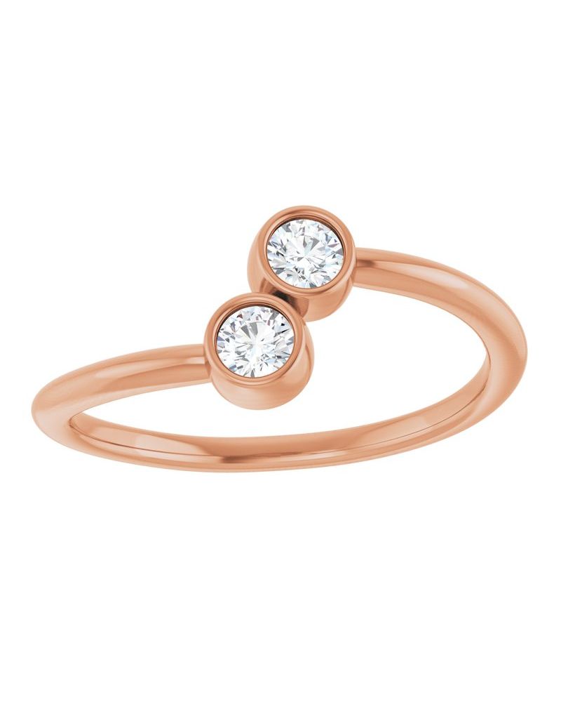 Anel Duas Pedras em Ouro 14k com Diamantes Naturais