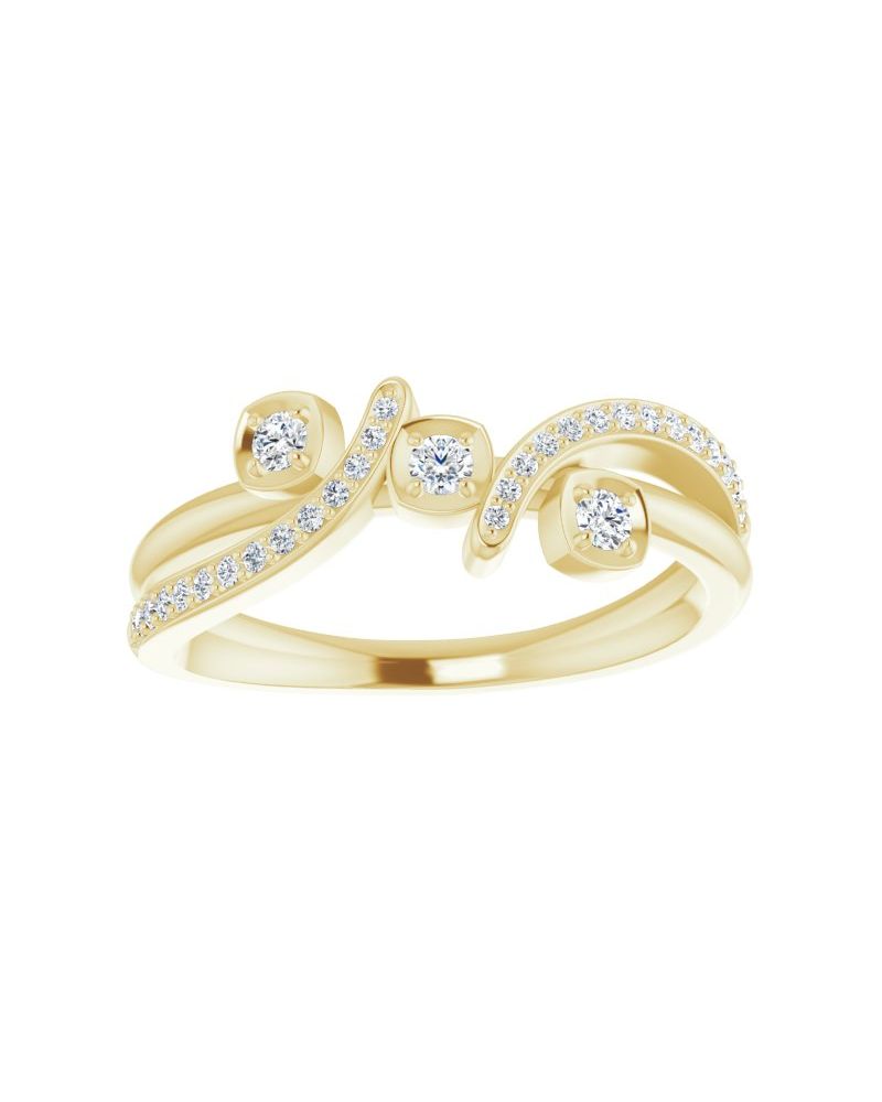 Anel Bypass em Ouro 14k com Diamantes Naturais – Modelo 7