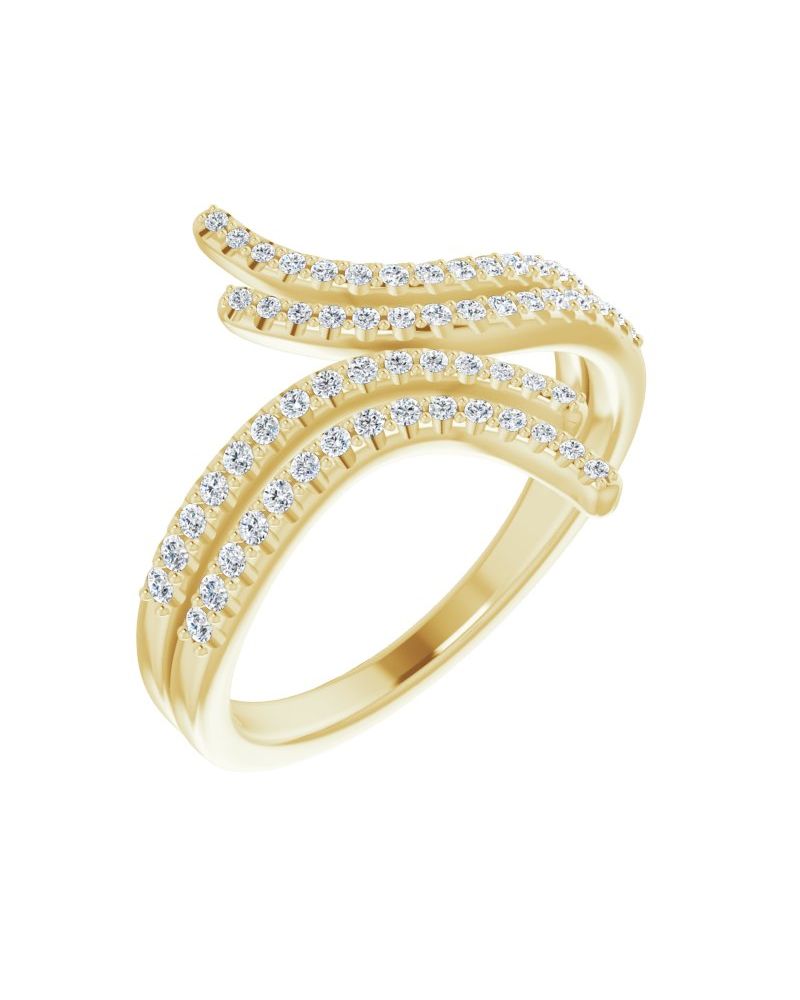 Anel Bypass em Ouro 14k com Diamantes Naturais – Modelo 9