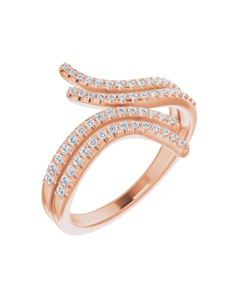 Anel Bypass em Ouro 14k com Diamantes Naturais – Modelo 9