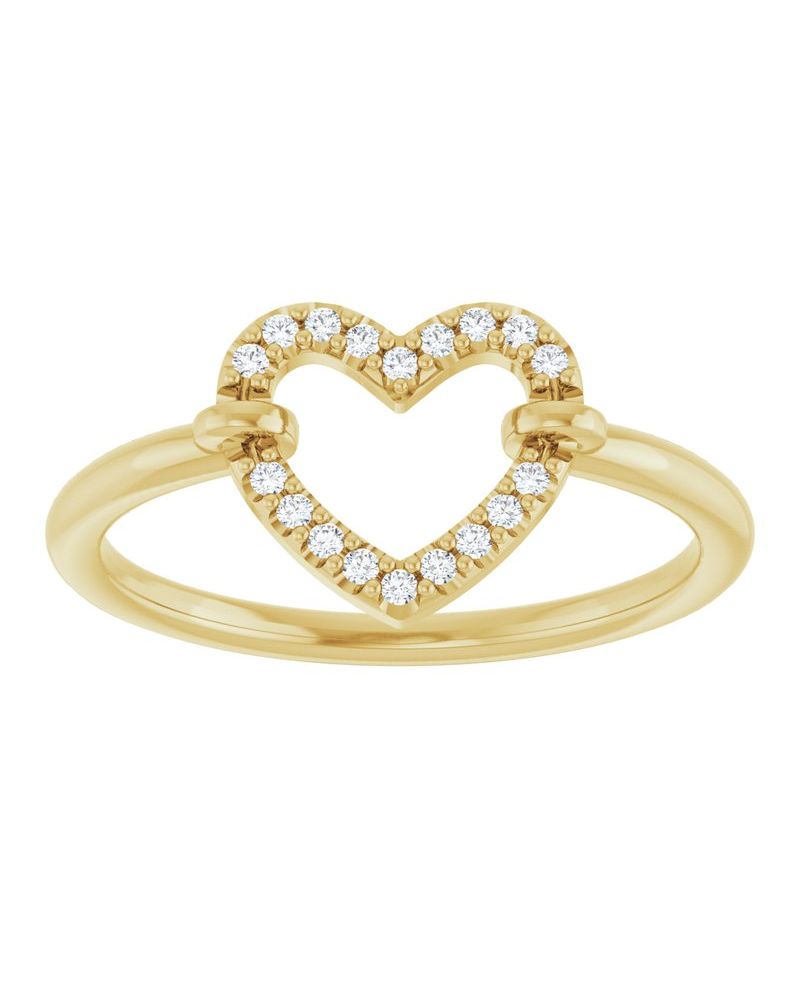 Anel Coração em Ouro 14k com Diamantes Naturais – Modelo 3