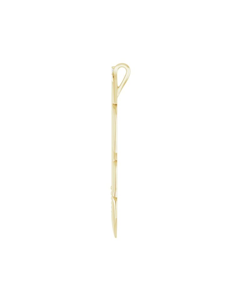 Pingente Pena Cravejado em Ouro 14k com Diamantes Naturais