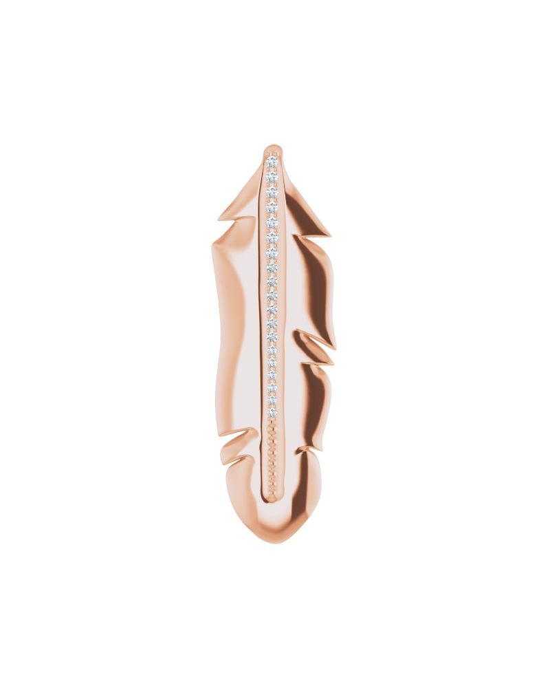 Pingente Pena Cravejado em Ouro 14k com Diamantes Naturais