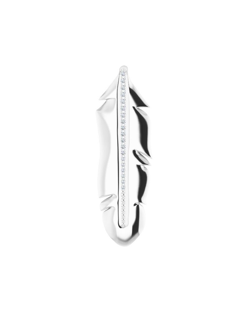 Pingente Pena Cravejado em Ouro 14k com Diamantes Naturais
