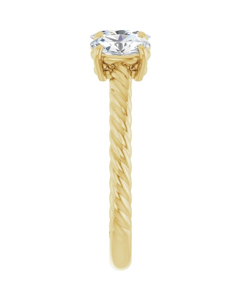 Anel Três Pedras Torcido em Ouro 14k com Diamantes de Laboratório