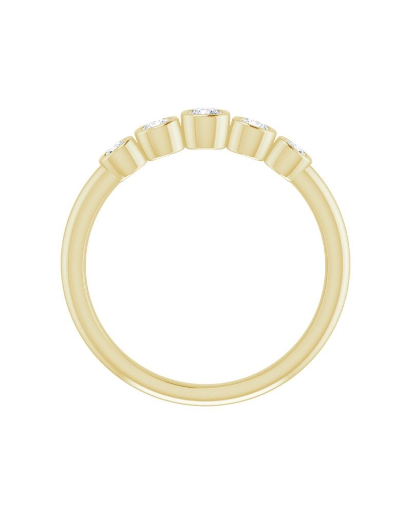 Anel Degradê com Cravação Bezel em Ouro 14k com Diamantes Naturais