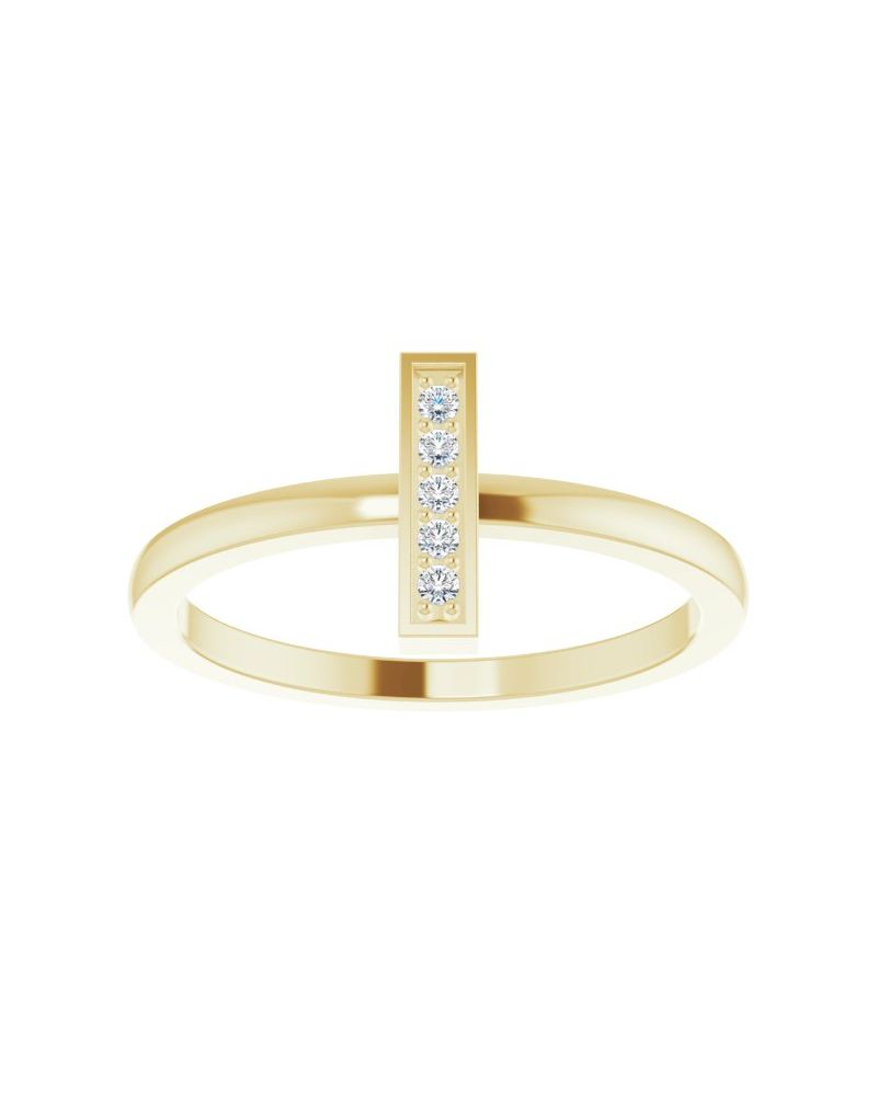 Anel Barra em Ouro 14k com Diamantes Naturais – Modelo 3