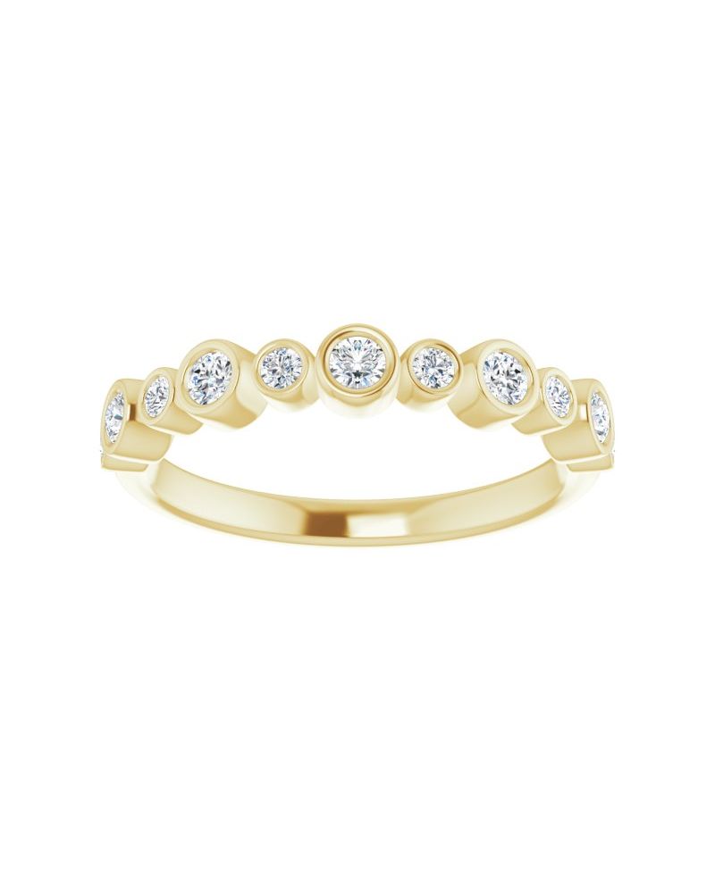 Anel com Cravação Bezel em Ouro 14k com Diamantes Naturais