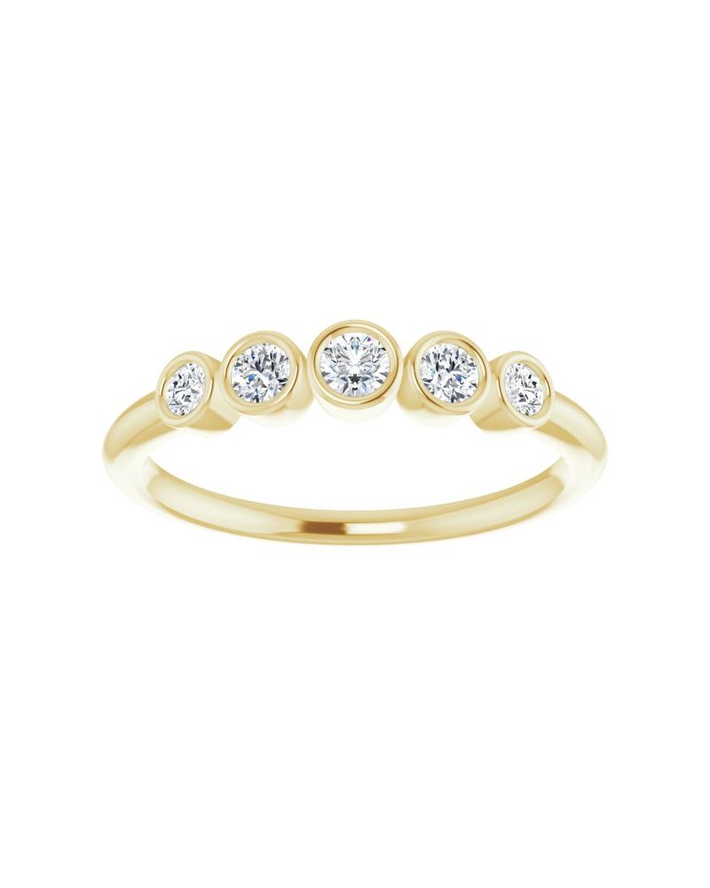 Anel Degradê com Cravação Bezel em Ouro 14k com Diamantes Naturais
