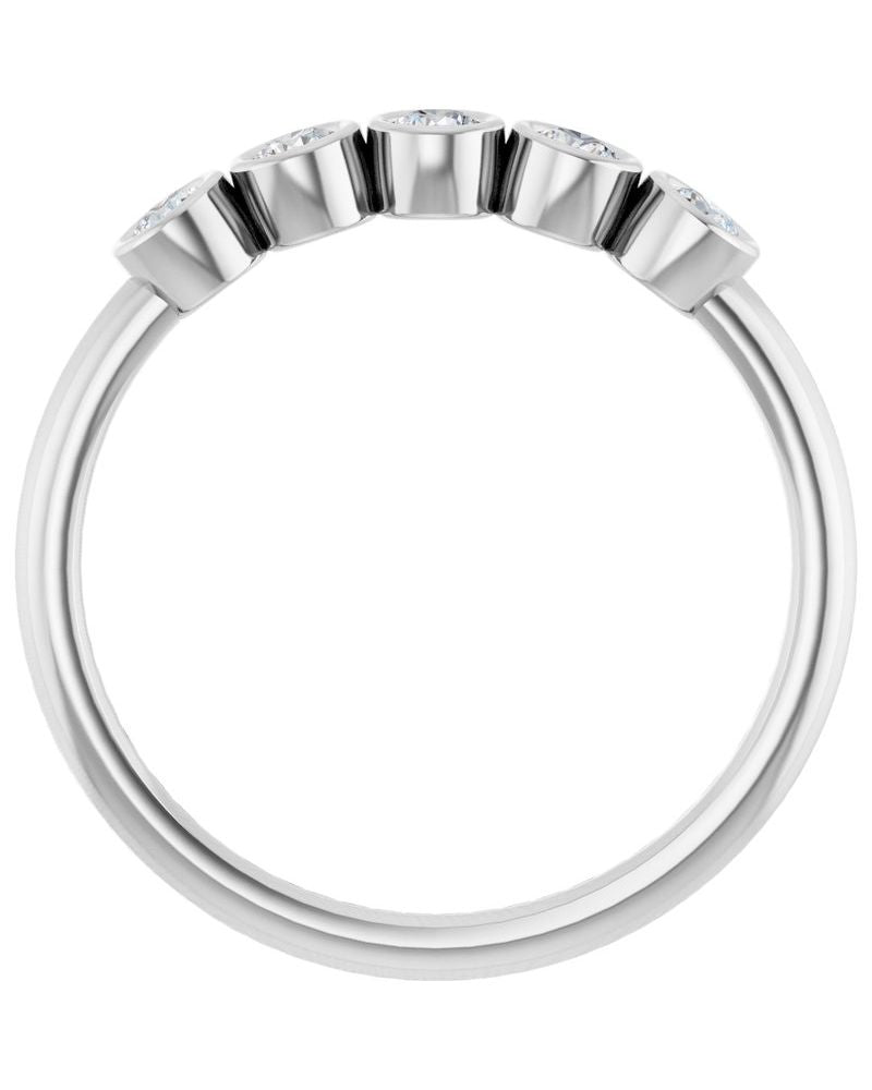 Anel Cinco Pedras com Cravação Bezel em Ouro 14k com Diamantes Naturais – Modelo 2