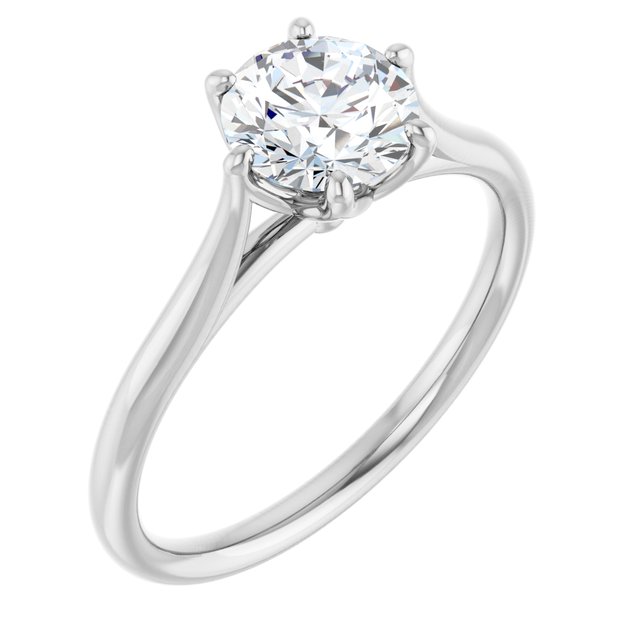 Anel Solitário de Noivado Tradicional em Ouro 14k com Diamante Natural – Branco 14k