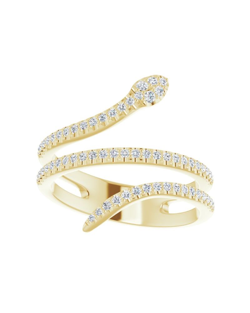 Anel Cobra em Ouro 14k com Diamantes Naturais