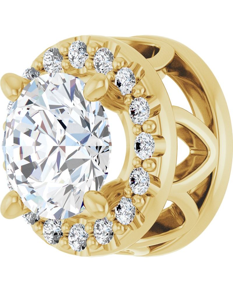 Pingente Halo em Ouro 14k com Diamantes de Laboratório